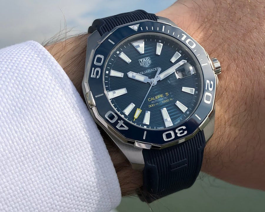  Shop Authentic Tag Heuer Aquaracer Blue Dial Blue Rubber Strap Watch for Men - WAY111C.FT6155 - Luxxuri