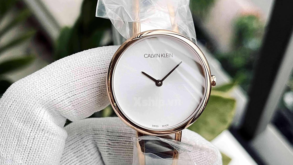 Shop Authentic Calvin Klein Rebel White Dial White Leather Strap Watch for Women - K8P231L6 - Luxxuri