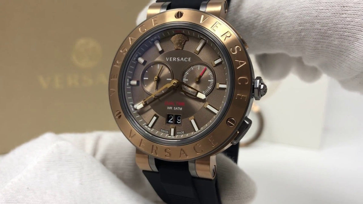  Shop Authentic Versace V Extreme Chronograph Brown Tone Dial Black Rubber Strap Watch for Men - VCN030017 - Luxxuri
