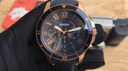  Shop Authentic Fossil Grant Sport Chronograph Blue Dial Blue Leather Strap Watch for Men - FS5237 - Luxxuri
