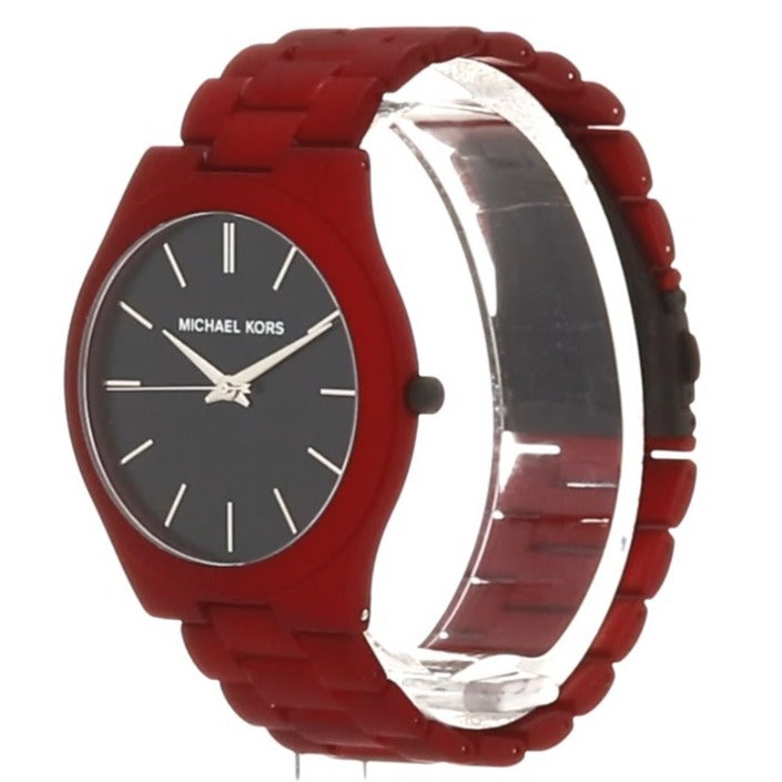  Shop Authentic Michael Kors Slim Runway Quartz Black Dial Red Steel Strap Watch for Men - MK8712 - Luxxuri