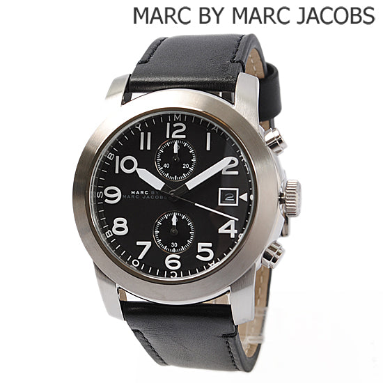  Shop Authentic Marc Jacobs Larry Chronograph Black Dial Black Leather Strap Watch for Men - MBM5033 - Luxxuri