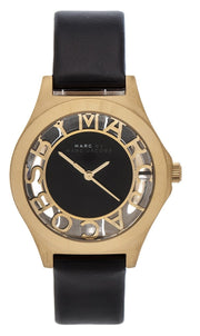  Shop Authentic Marc Jacobs Henry Skeleton Black Dial Black Leather Strap Watch for Women - MBM1340 - Luxxuri