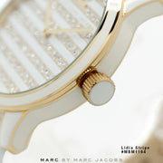  Shop Authentic Marc Jacobs Lidia Stripe White Dial White Leather Strap Watch for Women - MBM1164 - Luxxuri