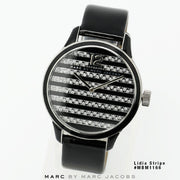  Shop Authentic Marc Jacobs Lidia Stripe Glitz Black Dial Black Leather Strap Watch for Women - MBM1166 - Luxxuri