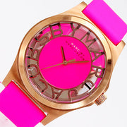  Shop Authentic Marc Jacobs Henry Skeleton Pink Dial Pink Leather Strap Watch for Women - MBM1243 - Luxxuri