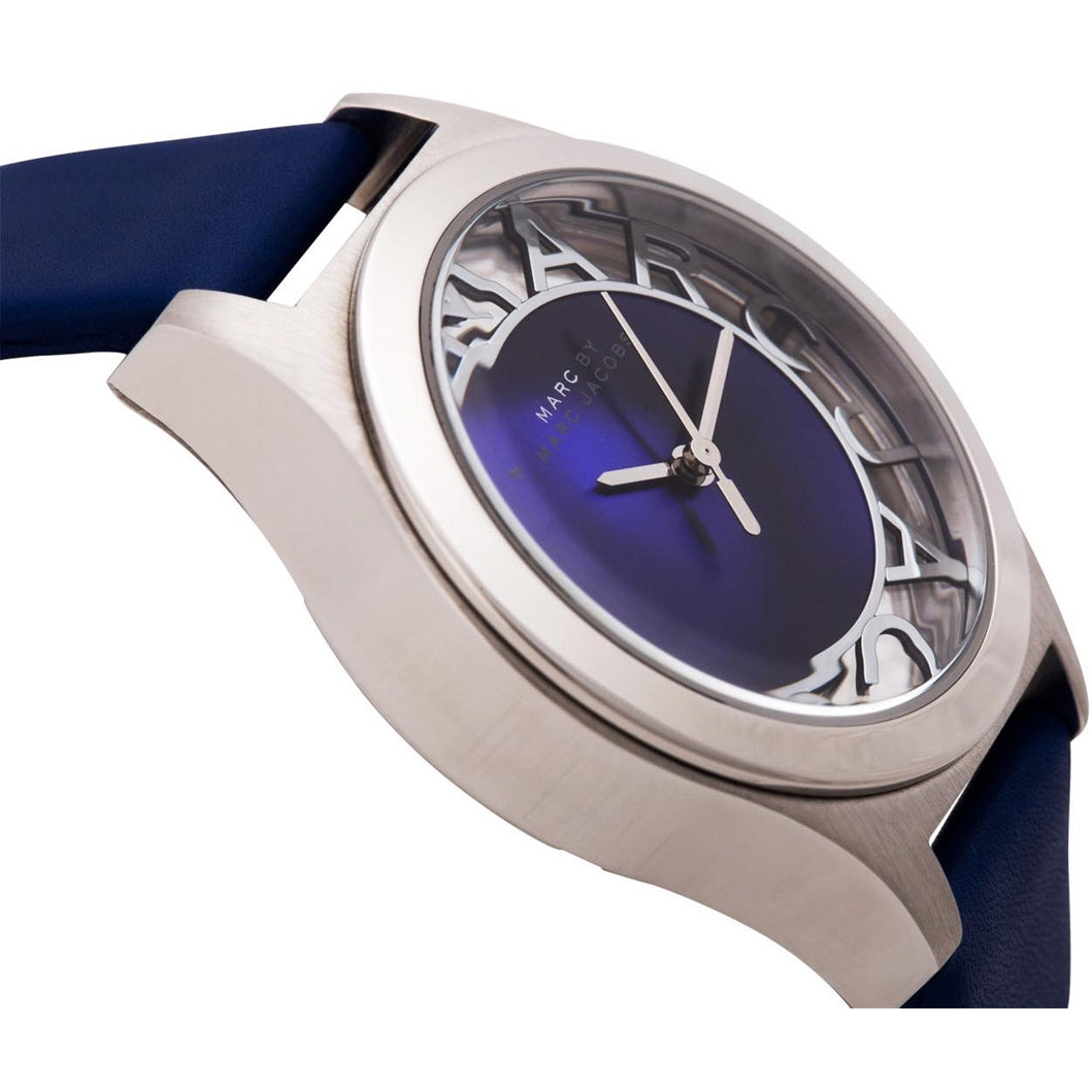  Shop Authentic Marc Jacobs Henry Skeleton Blue Dial Blue Leather Strap Watch for Women - MBM1337 - Luxxuri