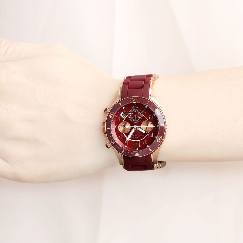  Shop Authentic Marc Jacobs Rock Chronograph Red Dial Red Silicone Strap Watch for Women - MBM2596 - Luxxuri