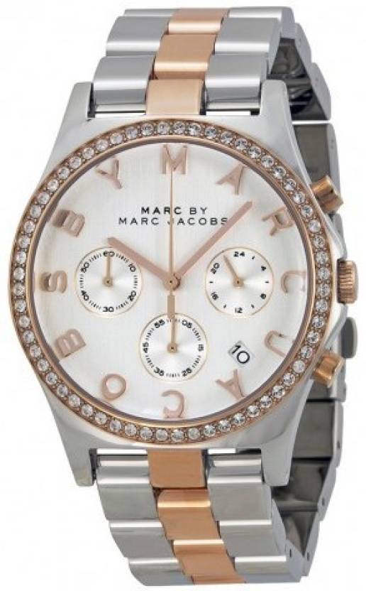  Shop Authentic Marc Jacobs Henry Chronograph Silver Dial Two Tone Steel Strap Watch for Women - MBM3106 - Luxxuri