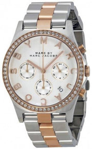  Shop Authentic Marc Jacobs Henry Chronograph Silver Dial Two Tone Steel Strap Watch for Women - MBM3106 - Luxxuri