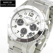  Shop Authentic Marc Jacobs Marc Chronograph Silver Dial Silver Steel Strap Watch for Men - MBM3155 - Luxxuri