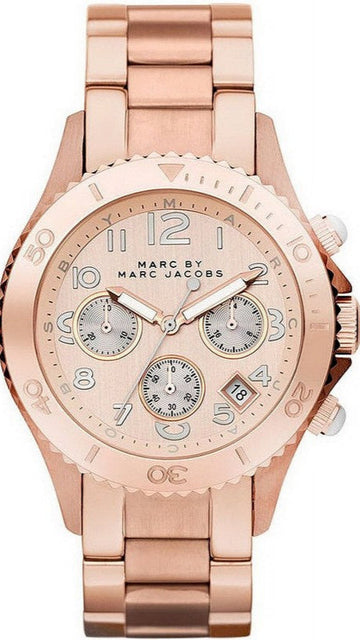  Shop Authentic Marc Jacobs Rock Chronograph Rose Gold Dial Rose Gold Steel Strap Watch for Women - MBM3156 - Luxxuri
