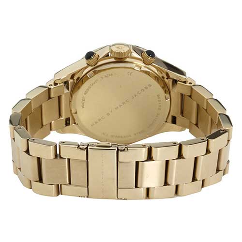  Shop Authentic Marc Jacobs Rock Metal Chronograph Gold Dial Gold Steel Strap Watch for Men - MBM3158 - Luxxuri