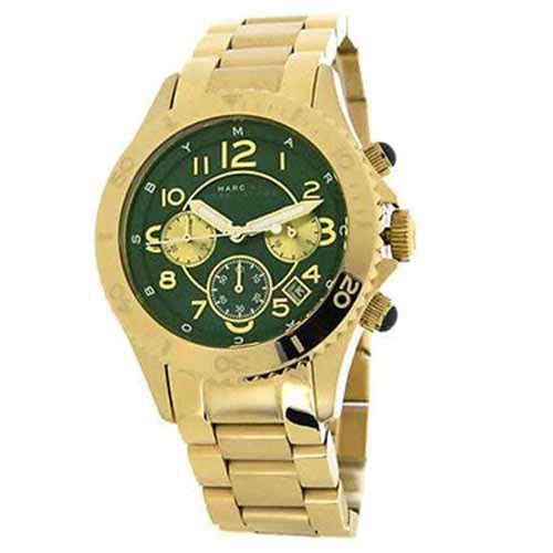 Shop Authentic Marc Jacobs Rock Chronograph Green Dial Gold Steel Strap Watch for Women - MBM3252 - Luxxuri