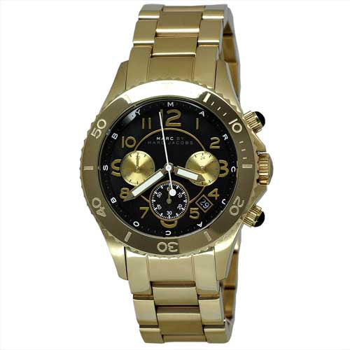  Shop Authentic Marc Jacobs Rock Chronograph Black Dial Gold Steel Strap Watch for Women - MBM3253 - Luxxuri