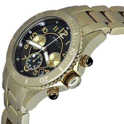  Shop Authentic Marc Jacobs Rock Chronograph Black Dial Gold Steel Strap Watch for Women - MBM3253 - Luxxuri