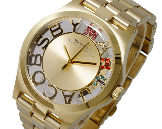  Shop Authentic Marc Jacobs Henry Skeleton Gold Dial Gold Steel Strap Watch for Women - MBM3263 - Luxxuri