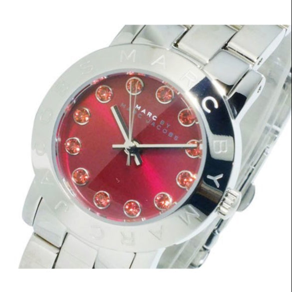  Shop Authentic Marc Jacobs Amy Red Dial Silver Steel Strap Watch for Women - MBM3333 - Luxxuri