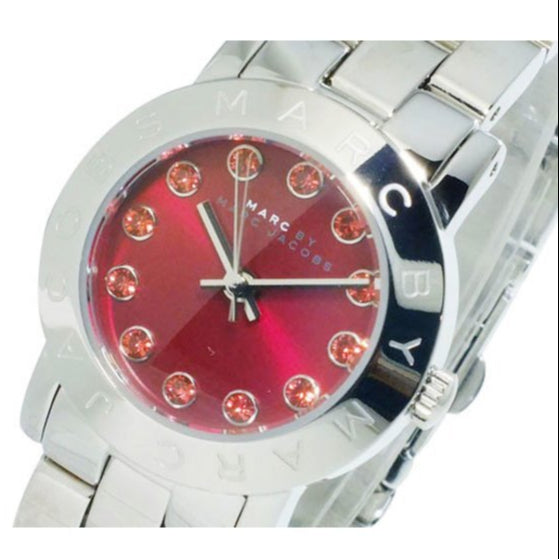  Shop Authentic Marc Jacobs Amy Red Dial Silver Steel Strap Watch for Women - MBM3335 - Luxxuri