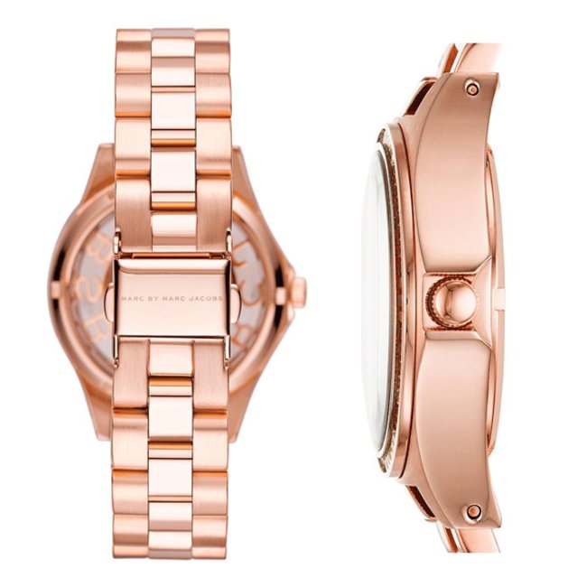  Shop Authentic Marc Jacobs Henry Transparent Rose Gold Dial Rose Gold Steel Strap Watch for Women - MBM3339 - Luxxuri
