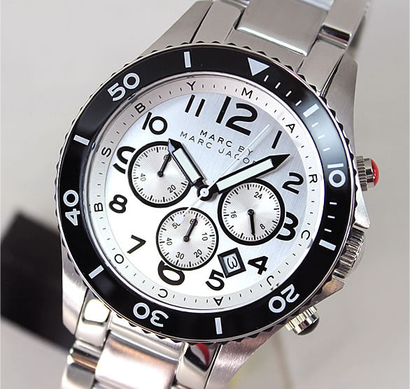  Shop Authentic Marc Jacobs Rock Chronograph White Dial Silver Steel Strap Watch for Men - MBM5027 - Luxxuri