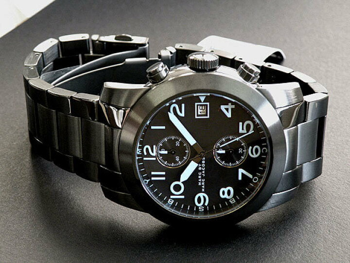  Shop Authentic Marc Jacobs Larry Chronograph Black Dial Grey Steel Strap Watch for Men - MBM5051 - Luxxuri