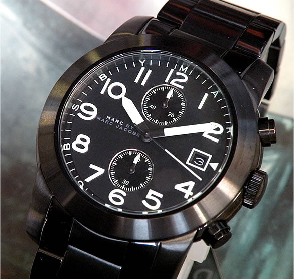  Shop Authentic Marc Jacobs Larry Chronograph Black Dial Black Steel Strap Watch for Men - MBM5032 - Luxxuri