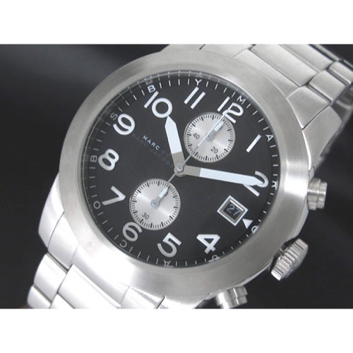  Shop Authentic Marc Jacobs Larry Chronograph Black Dial Silver Steel Strap Watch for Men - MBM5050 - Luxxuri