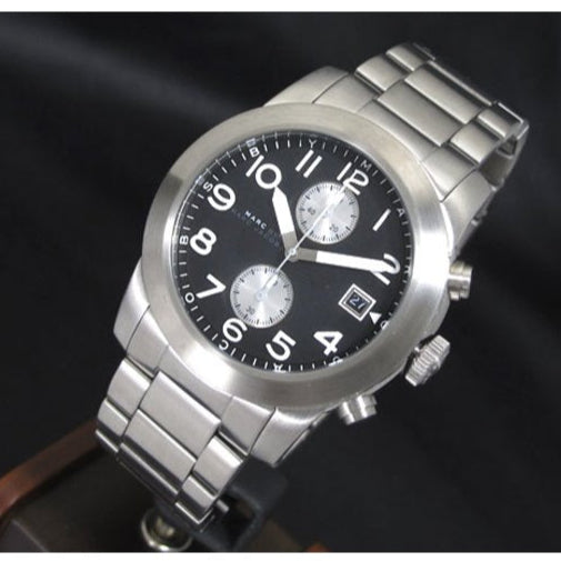  Shop Authentic Marc Jacobs Larry Chronograph Black Dial Silver Steel Strap Watch for Men - MBM5050 - Luxxuri