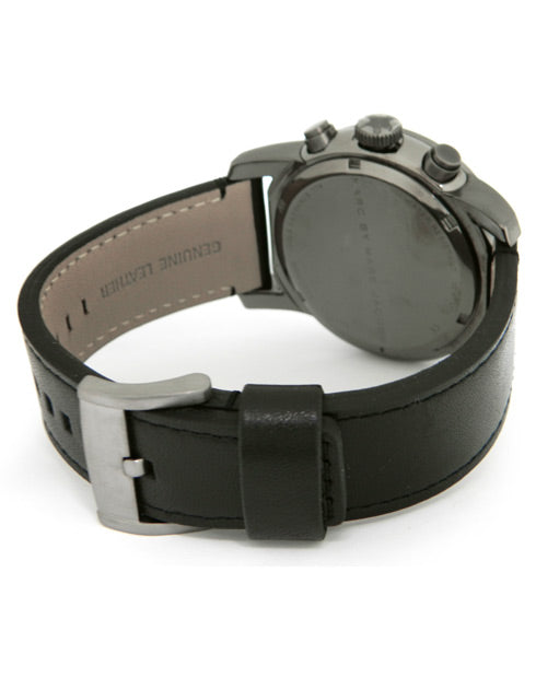  Shop Authentic Marc Jacobs Larry Chronograph Black Dial Black Leather Strap Watch for Men - MBM5054 - Luxxuri