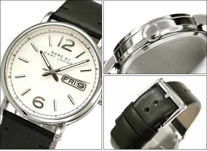  Shop Authentic Marc Jacobs Fergus White Dial Black Leather Strap Watch for Men - MBM5076 - Luxxuri