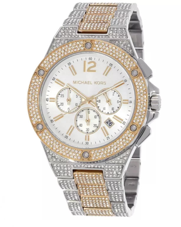  Shop Authentic Michael Kors Lennox Pave Crystals Chronograph White Dial Two Tone Steel Strap Watch for Men - MK9150 - Luxxuri