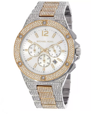  Shop Authentic Michael Kors Lennox Pave Crystals Chronograph White Dial Two Tone Steel Strap Watch for Men - MK9150 - Luxxuri