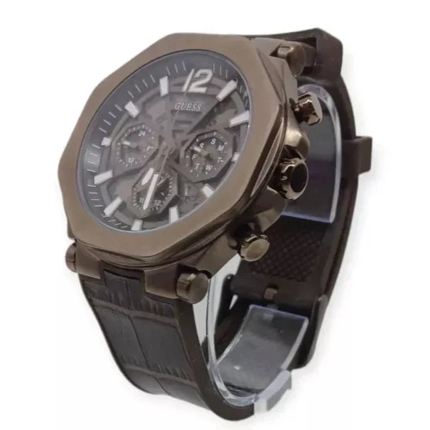  Shop Authentic Guess Edge Chronograph Brown Dial Brown Leather Strap Watch For Men - GW0492G2 - Luxxuri