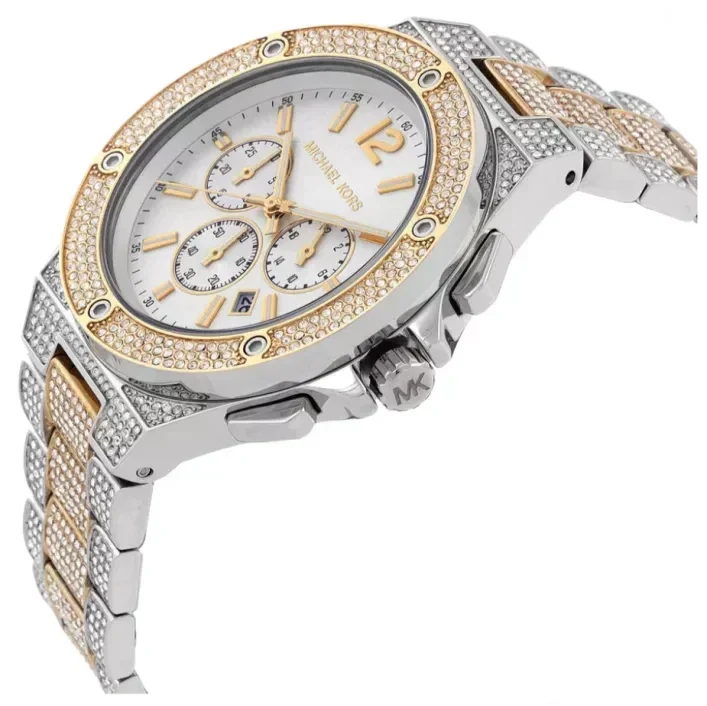  Shop Authentic Michael Kors Lennox Pave Crystals Chronograph White Dial Two Tone Steel Strap Watch for Men - MK9150 - Luxxuri