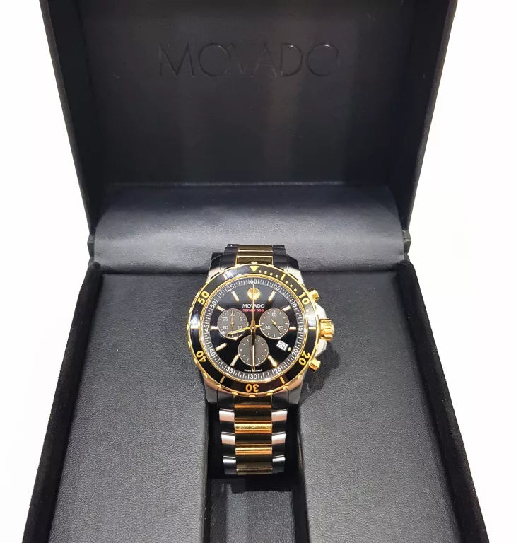  Shop Authentic Movado Series 800 Chronograph Black Dial Two Tone Steel Strap Watch For Men - 2600146 - Luxxuri