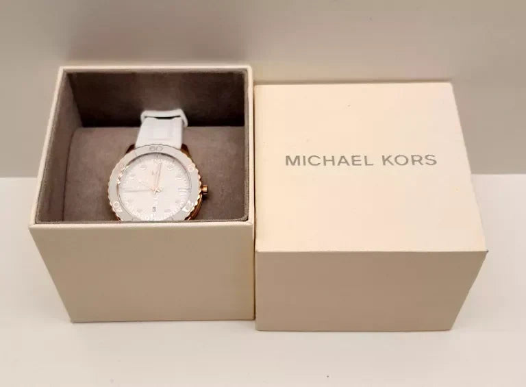  Shop Authentic Michael Kors Runway Quartz White Dial White Rubber Strap Watch For Women - MK6853 - Luxxuri