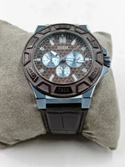  Shop Authentic Guess Force Quartz Brown Dial Brown Leather Strap Watch For Men - W0674G5 - Luxxuri