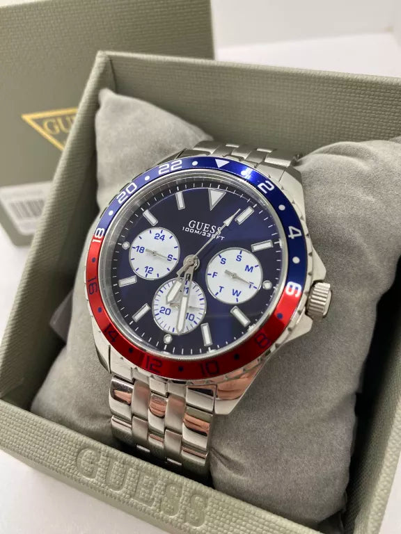  Shop Authentic Guess Odyssey Multifunction Blue Dial Silver Steel Strap Watch For Men - W1107G2 - Luxxuri