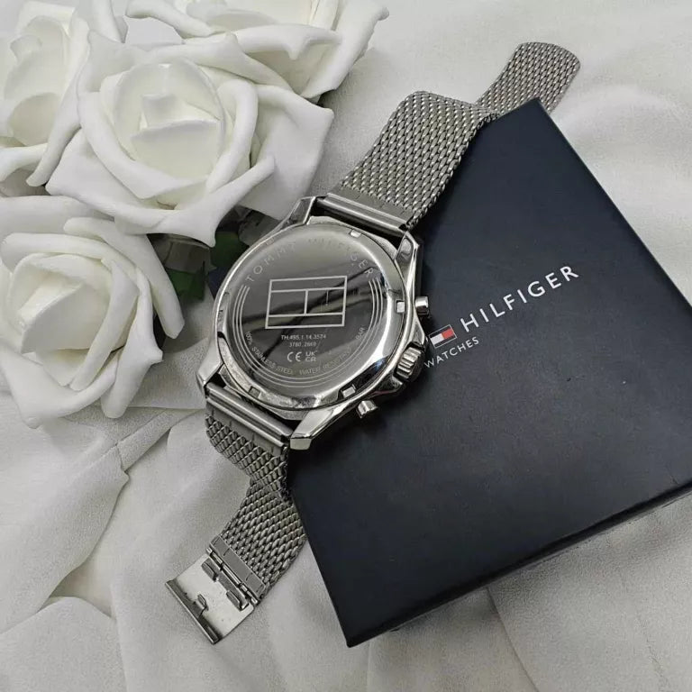  Shop Authentic Tommy Hilfiger Jordan Chronograph Black Dial Silver Mesh Strap Watch For Men - 1792092 - Luxxuri