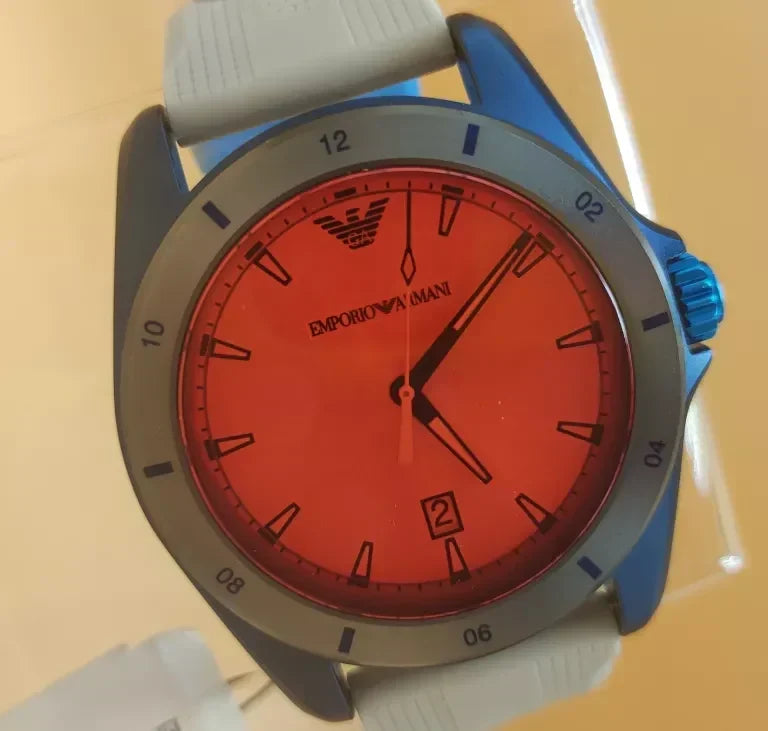  Shop Authentic Emporio Armani Sigma Analog Orange Dial Grey Silicone Strap Watch For Men - AR11218 - Luxxuri