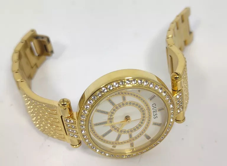  Shop Authentic Guess Muse Crystals White Dial Rose Gold Steel Strap Watch For Women - W1008L2 - Luxxuri