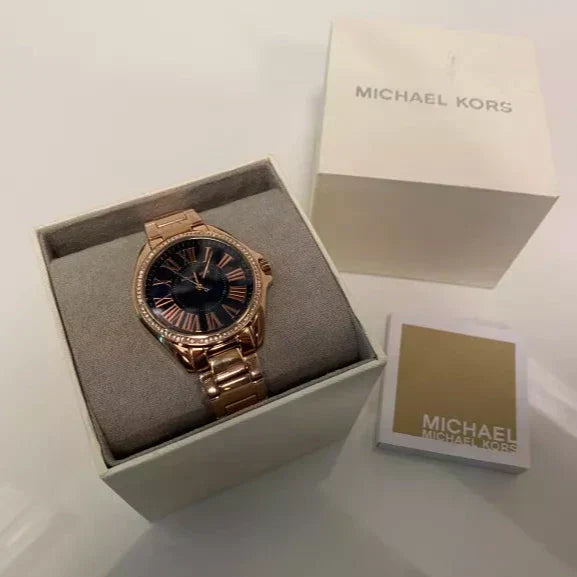  Shop Authentic Michael Kors Kacie Three Hand Black Dial Rose Gold Steel Strap Watch for Women - MK6930 - Luxxuri