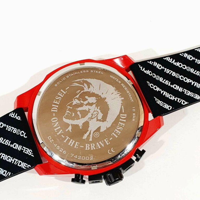  Shop Authentic Diesel Mega Chief Chronograph Black Dial Red Rubber Strap Watch For Men - DZ4526 - Luxxuri