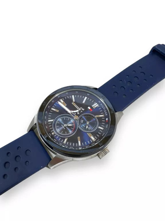  Shop Authentic Tommy Hilfiger Austin Quartz Blue Dial Blue Rubber Strap Watch for Men - 1791635 - Luxxuri