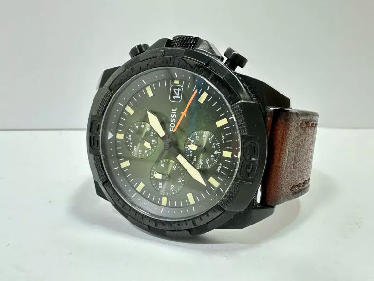  Shop Authentic Fossil Bronson Chronograph Black Dial Brown Leather Strap Watch for Men - FS5856 - Luxxuri