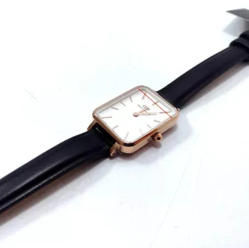  Shop Authentic Daniel Wellington Quadro White Dial Black Leather Strap Watch For Women - DW00100434 - Luxxuri