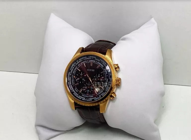  Shop Authentic Guess Pursuit Chronograph Brown Dial Brown Leather Strap Watch for Men - W0500G3 - Luxxuri