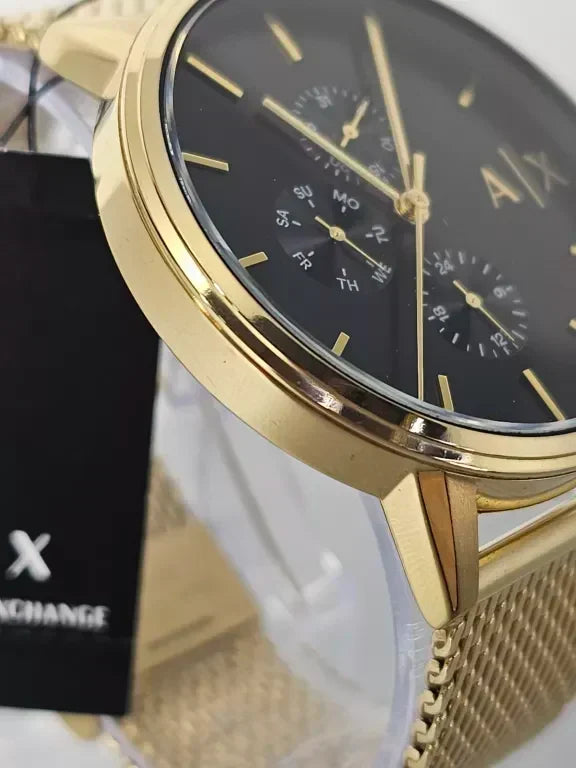  Shop Authentic Armani Exchange Cayde Chronograph Black Dial Gold Mesh Strap Watch For Men - AX2715 - Luxxuri