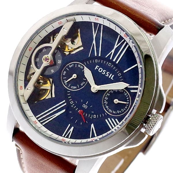 Shop Authentic Fossil Grant Twist Multifunction Blue Dial Brown Leather Strap Watch for Men - ME1161 - Luxxuri
